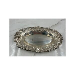 VTG Pairpoint Silver Co Silver Plated Floral Embossed Oval Bread Serving Tray